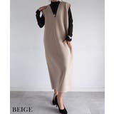 ベージュ | Vネックワンピース Rashik ワンピース | BUYSENSE