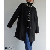 ブラック | ノーカラーコクーンコート Rashik アウター | BUYSENSE