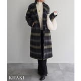 カーキ | チェックシャギーロングコートRashik アウター 大人カジュアル | BUYSENSE