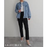 ライトブルー | フリンジノーカラーデニムジャケットRashik アウター 大人カジュアル | BUYSENSE