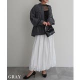 グレー | フリンジノーカラーデニムジャケットRashik アウター 大人カジュアル | BUYSENSE