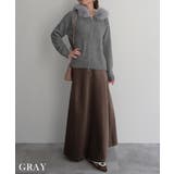 グレー | 2wayフェイクファーニットパーカーRashik アウター 大人カジュアル | BUYSENSE