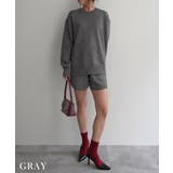 グレー | ニットショートパンツセットアップRashik セットアップ 大人カジュアル | BUYSENSE