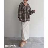 ブラウン | 起毛チェックフードビッグシャツRashik シャツ 大人カジュアル | BUYSENSE