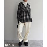 ブラック | 起毛チェックフードビッグシャツRashik シャツ 大人カジュアル | BUYSENSE