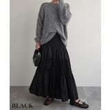 ブラック | ギャザーフレアスカートRashik スカート 大人カジュアル | BUYSENSE