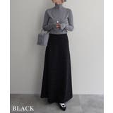 ブラック | ラインストーンフレアスカートRashik スカート 大人カジュアル | BUYSENSE