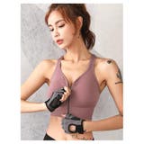 パープル | ストレッチ抜群 スポーツブラ Frontジップブラ | BUYSENSE