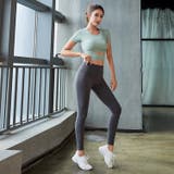 ライトグリーン×グレー | ヨガウェア スポーツウェア マルチセットアップA MILANDA | BUYSENSE