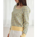 四角チェックライニングポイントニットTシャツ | by muni:r | 詳細画像1 