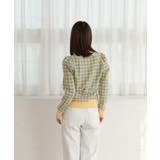 四角チェックライニングポイントニットTシャツ | by muni:r | 詳細画像2 