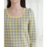 四角チェックライニングポイントニットTシャツ | by muni:r | 詳細画像9 