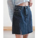 ブラック | カットスリットポイントデニムスカート | by muni:r