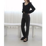 涼しいシアサッカー素材の肩フリルシャーリングブラウス | by muni:r | 詳細画像16 