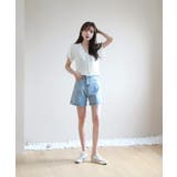 レースパンチングVネック半袖クロップドニットカーディガン | by muni:r | 詳細画像13