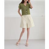 レースパンチングVネック半袖クロップドニットカーディガン | by muni:r | 詳細画像3