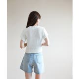 レースパンチングVネック半袖クロップドニットカーディガン | by muni:r | 詳細画像9