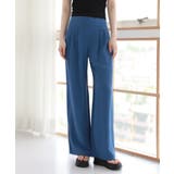 ブルー | 脚が長く見える ハイウエスト ピンタック スリット スラックス | by muni:r