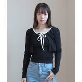 ブラック | 配色ストラップカーディガン+キャミソールセット | by muni:r