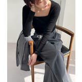 ブラック | スリムスクエアリブTシャツ | by muni:r