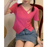 斜線ボタンリブTシャツ | by muni:r | 詳細画像15