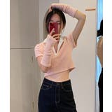 ピンク | テリーVネックカラー半袖Tシャツ(ウォーマーSET) | by muni:r