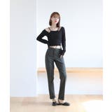 リブ素材 ウェーブポイント Tシャツ&キャミソールセット | by muni:r | 詳細画像5