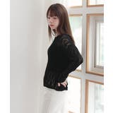 ブラック | ウェーブ チュール 長袖 ニット | by muni:r