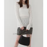 ホワイト | ウェーブ チュール 長袖 ニット | by muni:r
