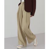 ベージュ | ゆらゆらフィット ロング ワイド ピンタック スラックス | by muni:r