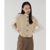 ベージュ | オーバーフィット ニット ボタン ベスト | by muni:r