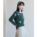 カーキ | フラワー パターン ラブリー ニット | by muni:r