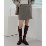 ブラウン | フェミニン チェック ミニスカート | by muni:r