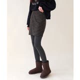 ベージュ | バックボタンポイントチェックミニスカート | by muni:r