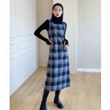 グレー | チェック柄スクエアネックビスチェワンピース | by muni:r