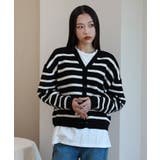 ブラック | ウール混紡デイリーボーダーカーディガン | by muni:r