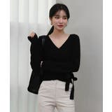 ブラック | Vネックラップリブカーディガン | by muni:r