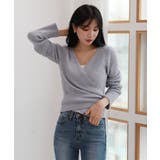 ブルー | Vネックラップリブカーディガン | by muni:r