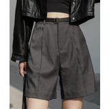 グレー | ベルトSETピンタックハーフパンツ | by muni:r