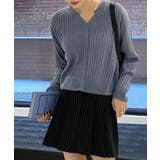 ブルー | カラーミニケーブルニットカーディガン | by muni:r