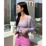 パープル | スリムスクエアリブTシャツ | by muni:r