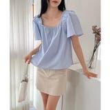 ブルー | スクエアパフブラウス | by muni:r