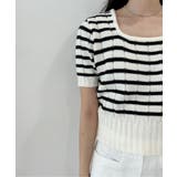 ボーダースクエアクロップド半袖ニット | by muni:r | 詳細画像12