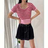 ボーダースクエアクロップド半袖ニット | by muni:r | 詳細画像28