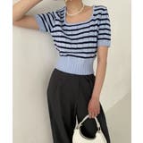 ボーダースクエアクロップド半袖ニット | by muni:r | 詳細画像40