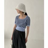 ボーダースクエアクロップド半袖ニット | by muni:r | 詳細画像43