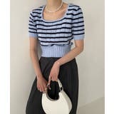 ボーダースクエアクロップド半袖ニット | by muni:r | 詳細画像45