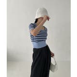 ボーダースクエアクロップド半袖ニット | by muni:r | 詳細画像48