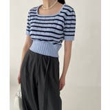 ボーダースクエアクロップド半袖ニット | by muni:r | 詳細画像50