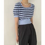 ボーダースクエアクロップド半袖ニット | by muni:r | 詳細画像51